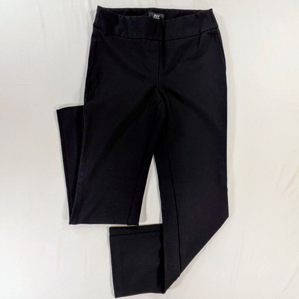 JNY Black Straight Leg Dress Pants Trousers Womens Size Small Corporate Chic